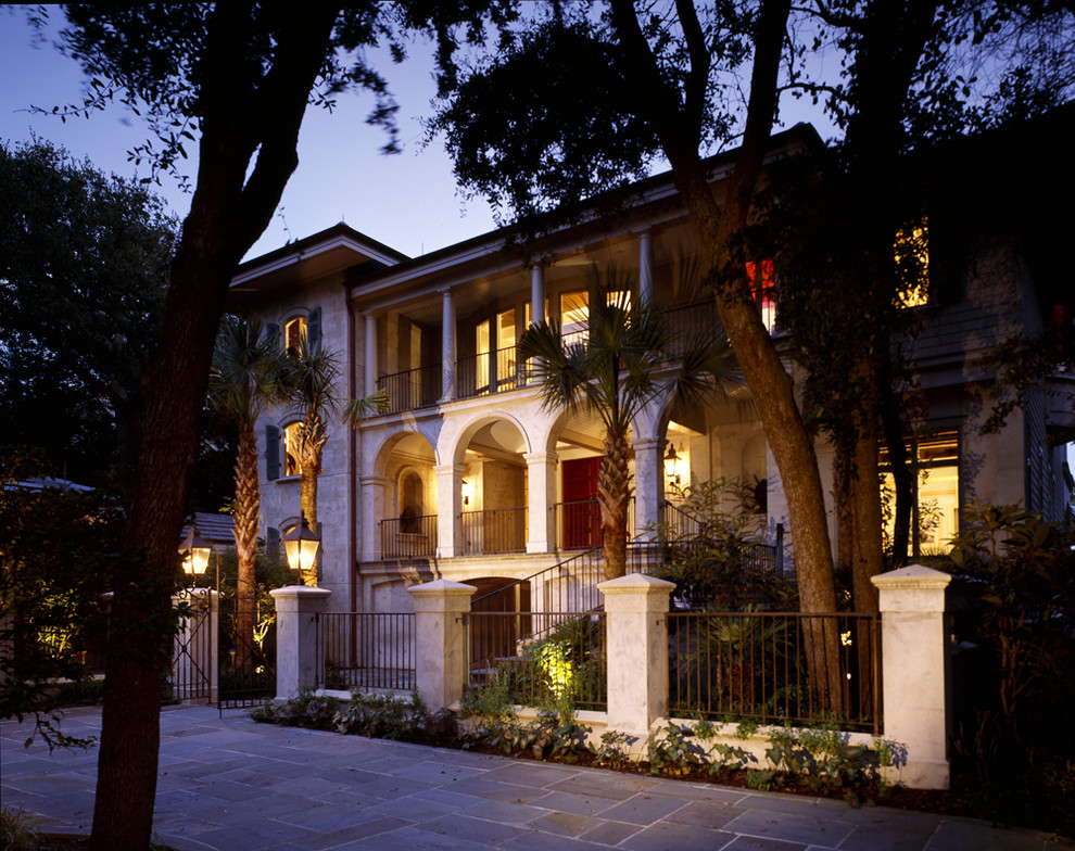 Wrought Iron Fencing Exterior Mediterranean with Arch Balcony Column Covered