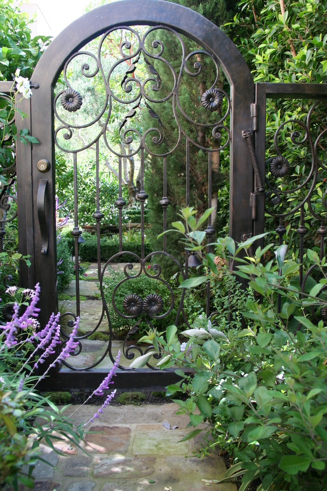 Wrought Iron Gate Landscape with Garden 