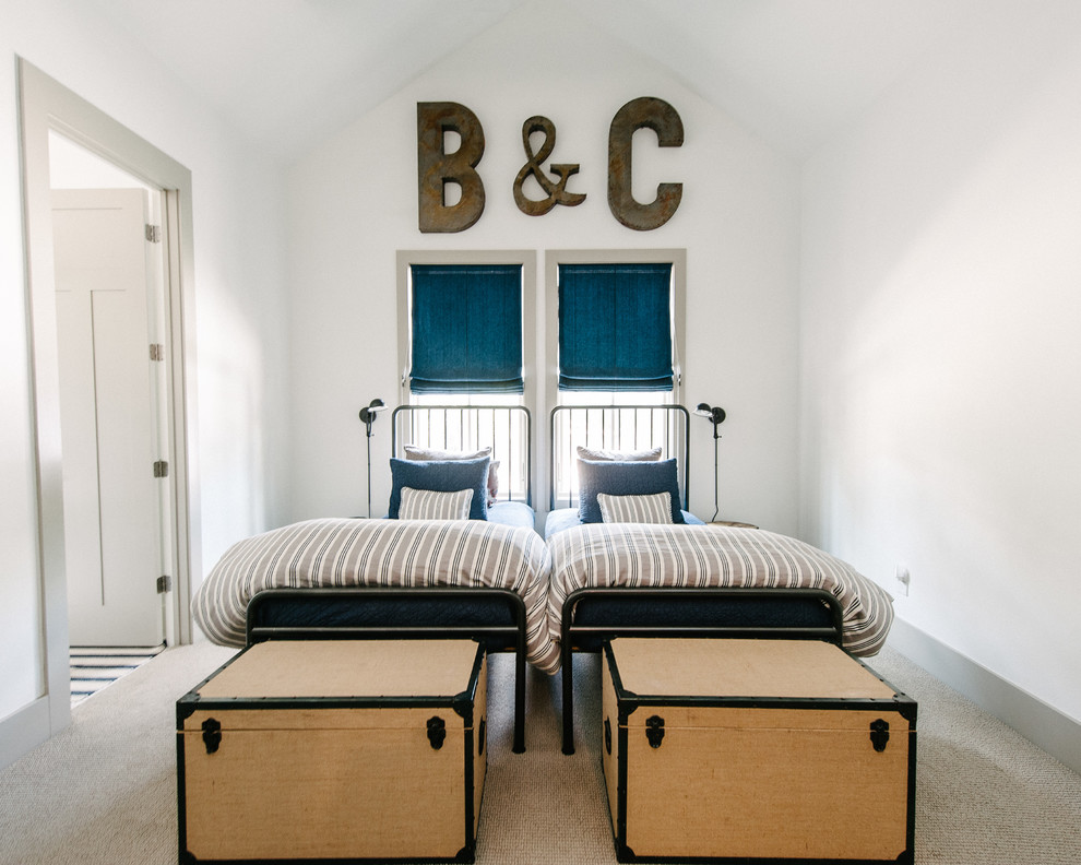 Wrought Iron Headboard Kids Contemporary with Blue Roman Shades End