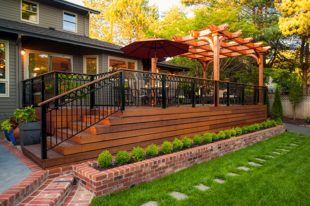 Wrought Iron Pergola Deck Traditional with Arbors Brick Planter Brick