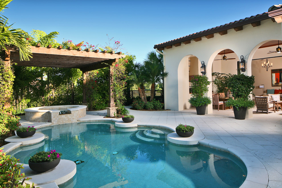 Wrought Iron Planters Pool Mediterranean with Arch Back Patio Custom