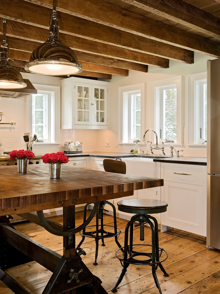 Wrought Iron Table Base Kitchen Farmhouse with Antique Wood Beams Bar