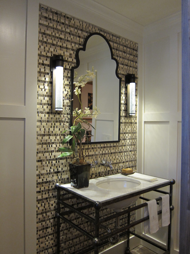Wrought Iron Vanity Bathroom Traditional with Accent Wall Cross Handles