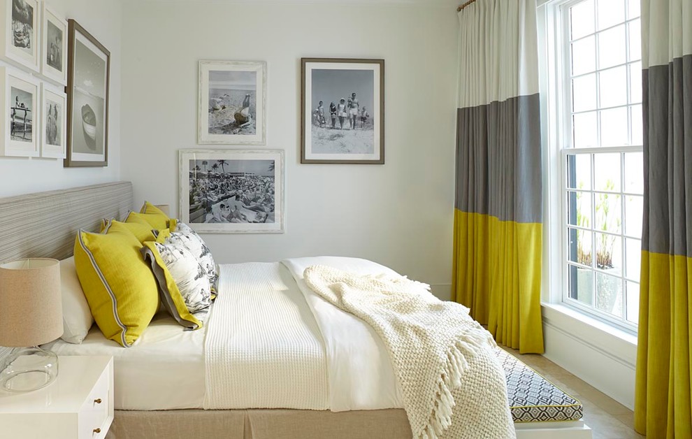 Yellow and Grey Curtains Bedroom Beach with Bedding Curtains Framed Photo