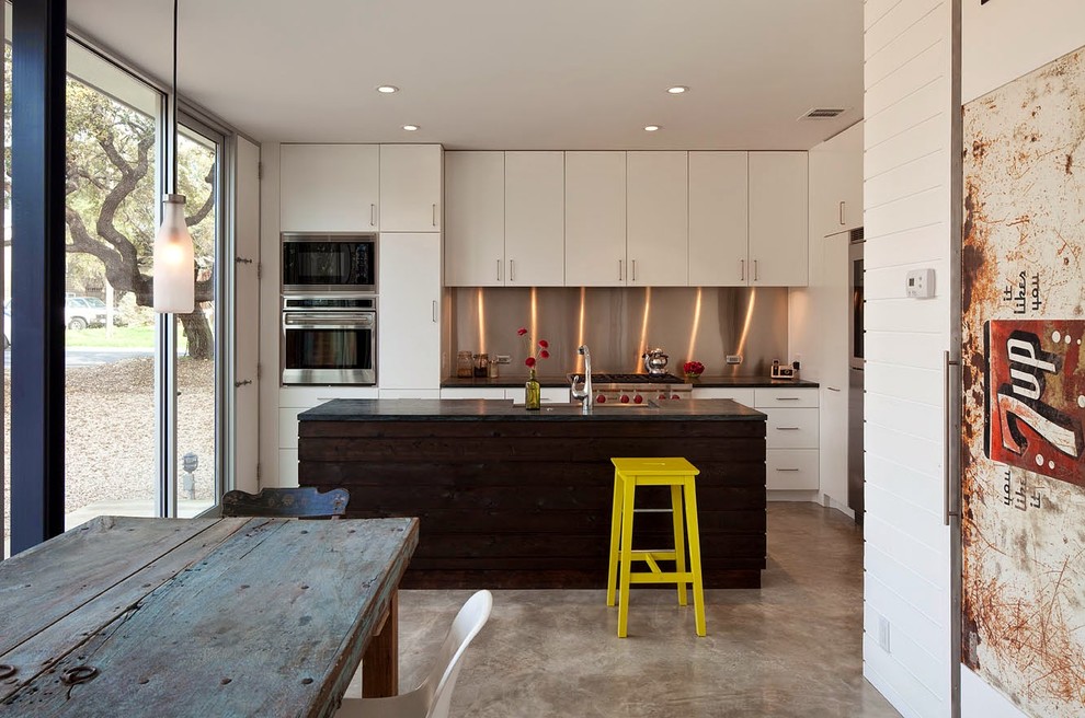 Yellow Bar Stools Kitchen Contemporary with Beadboard Wall Black Countertops