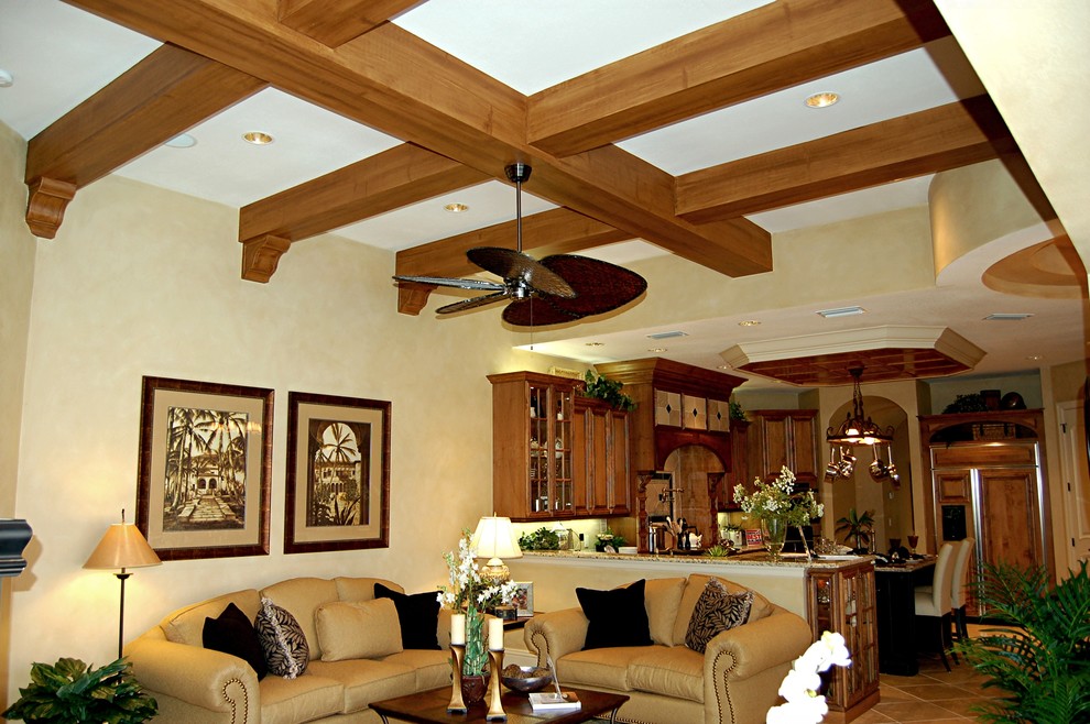 Yellow Leather Sofa Family Room Mediterranean with Faux Finish Faux Painting