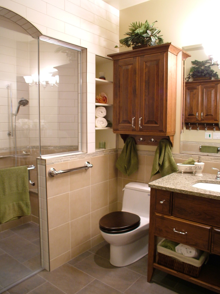 Zero Threshold Shower Bathroom Traditional with Alberta Arched Doorway Calgary
