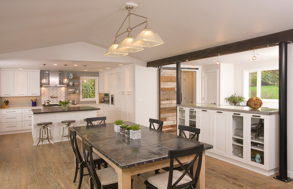 Zinc Dining Table Kitchen Contemporary with Black Post Black Tabletop