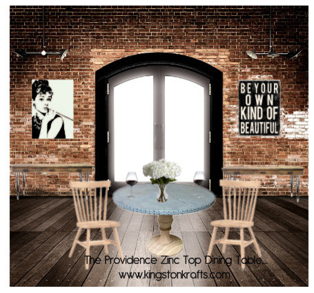 Zinc Topped Dining Table Dining Room Industrial with Hammered Zinc Top Round