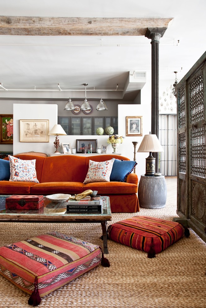 Agra Indian Kitchen Living Room Eclectic with Artwork Cast Iron Column