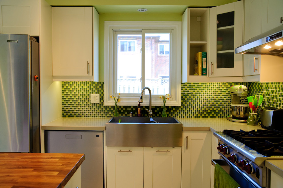 Apron Kitchen Sinks Kitchen Contemporary with Cove Lighting Green Wall