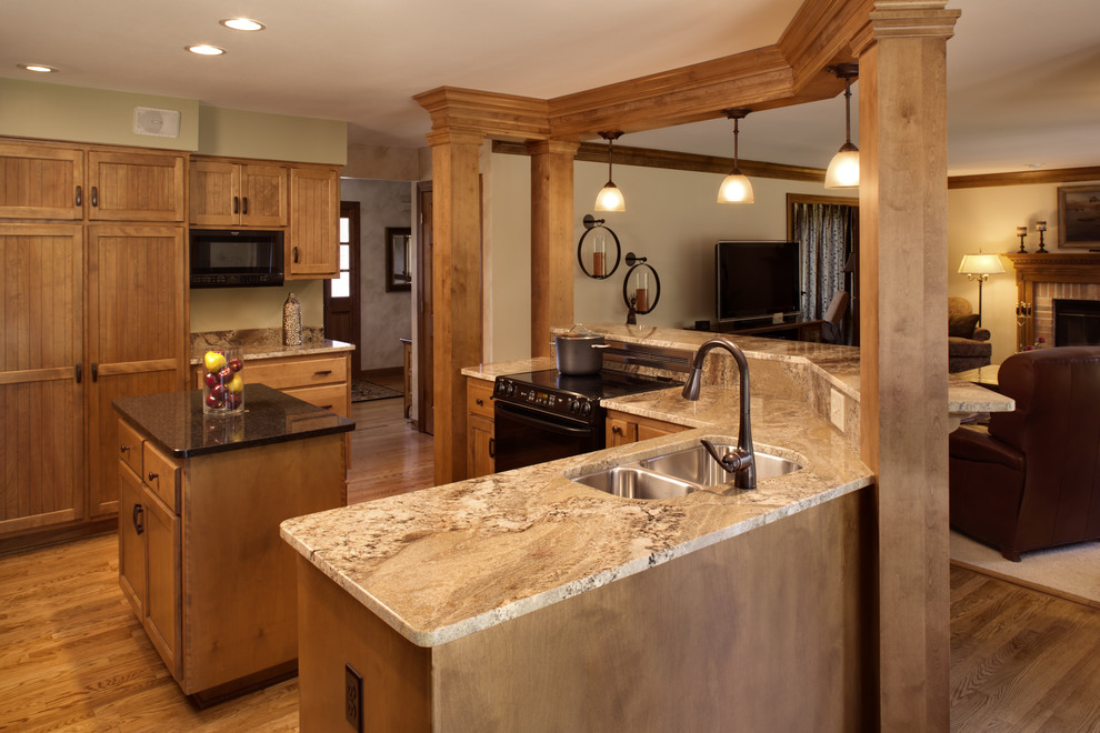 Bronze Kitchen Faucet Kitchen Traditional with Birch Cabinets Black Pearl