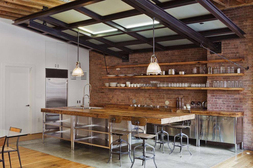 Commercial Kitchen Faucet Kitchen Industrial with Brick Built in Butcher