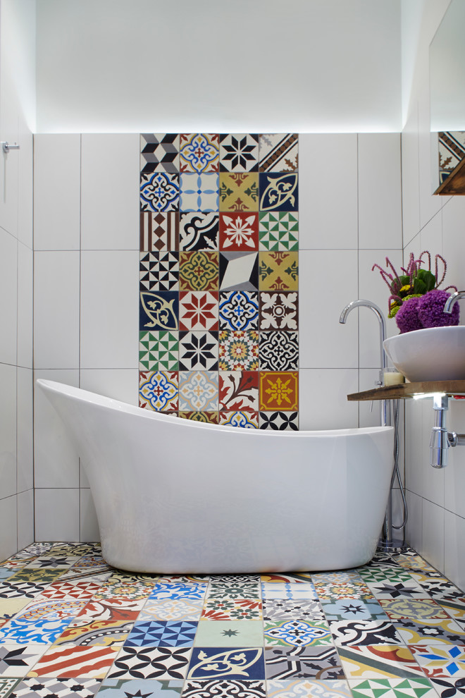 Dawali Mediterranean Kitchen Bathroom Mediterranean with Bright Bright Tiles Clean