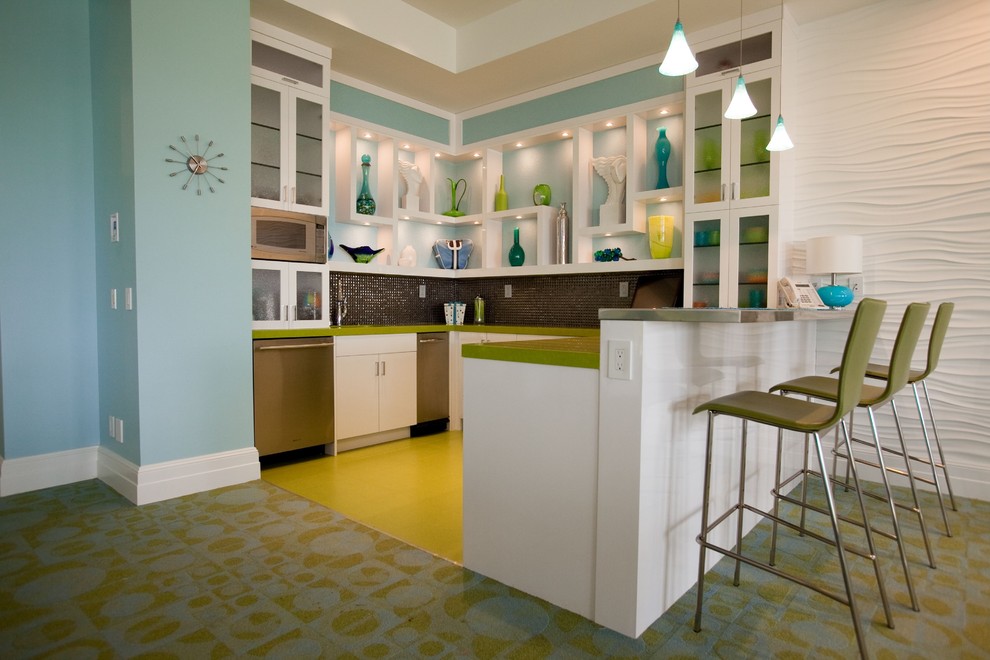 Dawali Mediterranean Kitchen Kitchen Contemporary with Blue and Green Blue