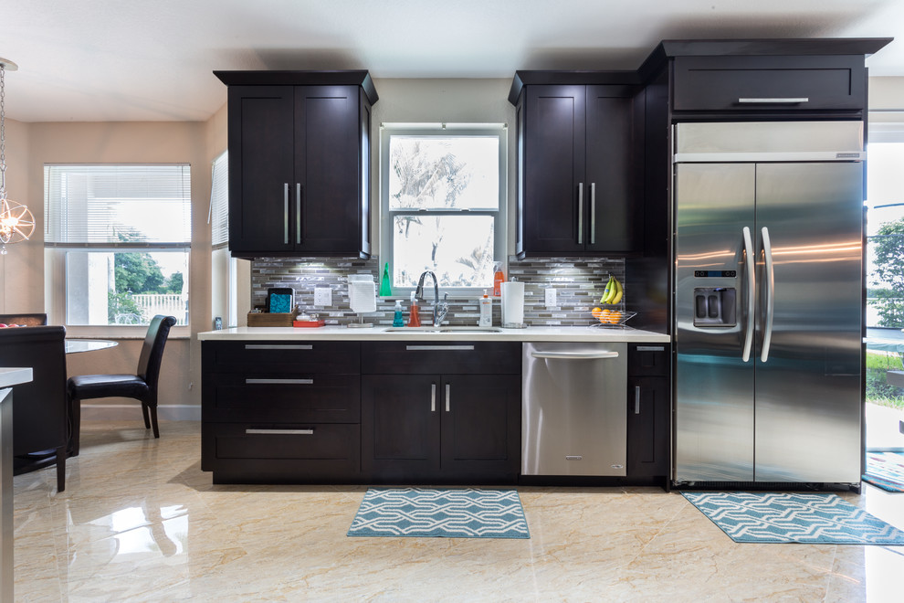 Delta Kitchen Faucet Kitchen Eclectic with Beige Floor Cambria Quartz