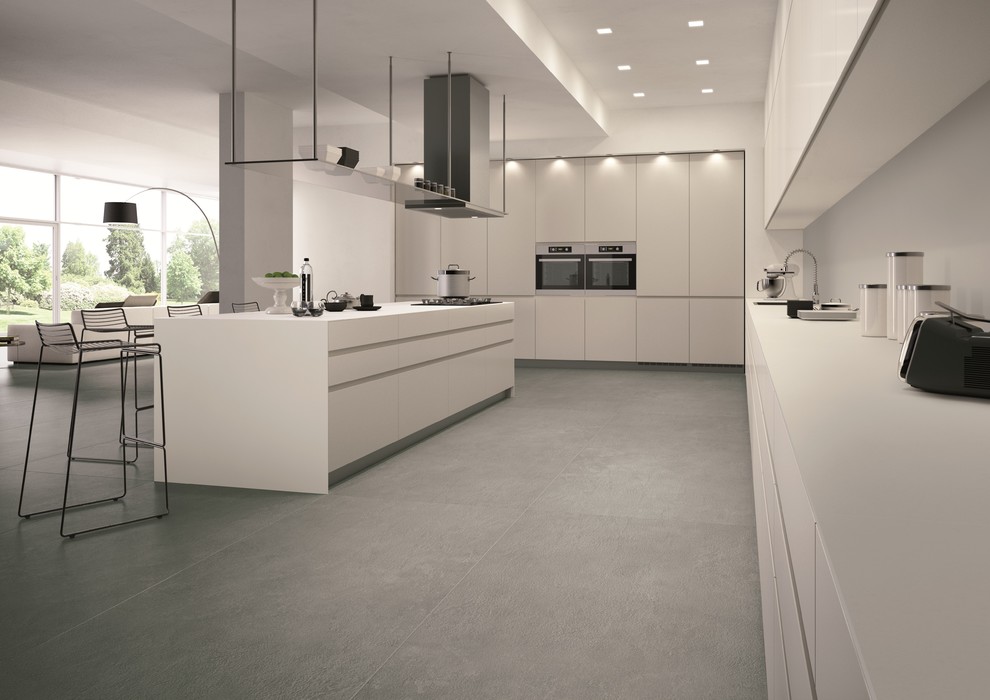 Discount Kitchen Sinks Kitchen Contemporary with Concrete Look Floor Tile