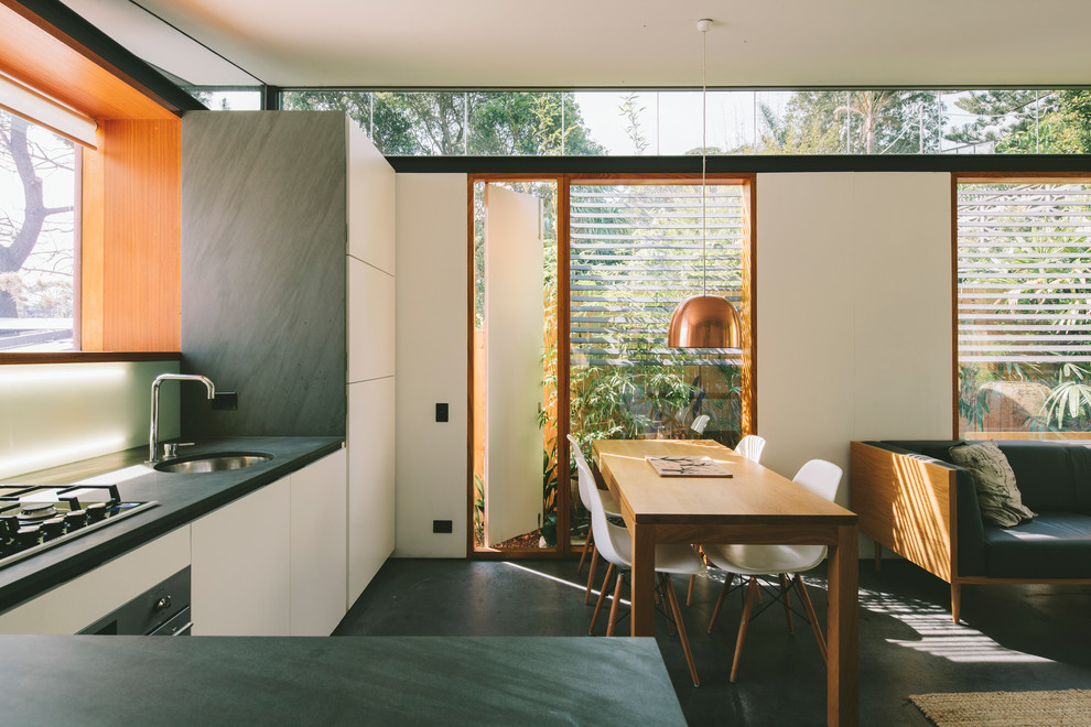 Franke Kitchen Sinks Kitchen Contemporary with Black Counters Blinds Clerestory