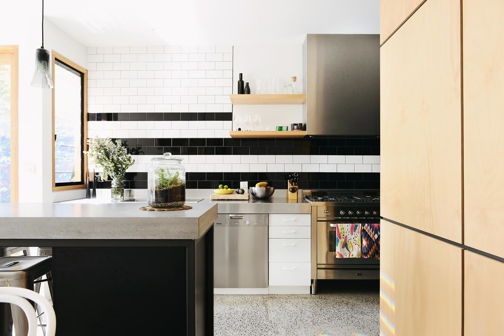 Galley Kitchens Kitchen Contemporary with Alteration and Additions Black