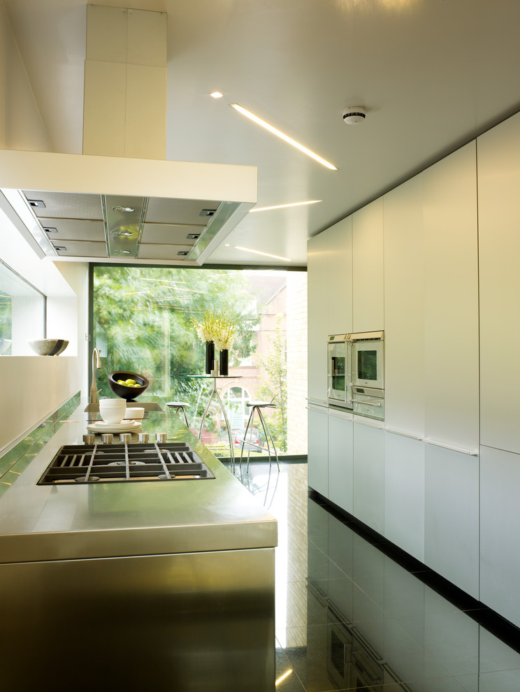 Galley Kitchens Kitchen Contemporary with Black Granite Frameless Glazing