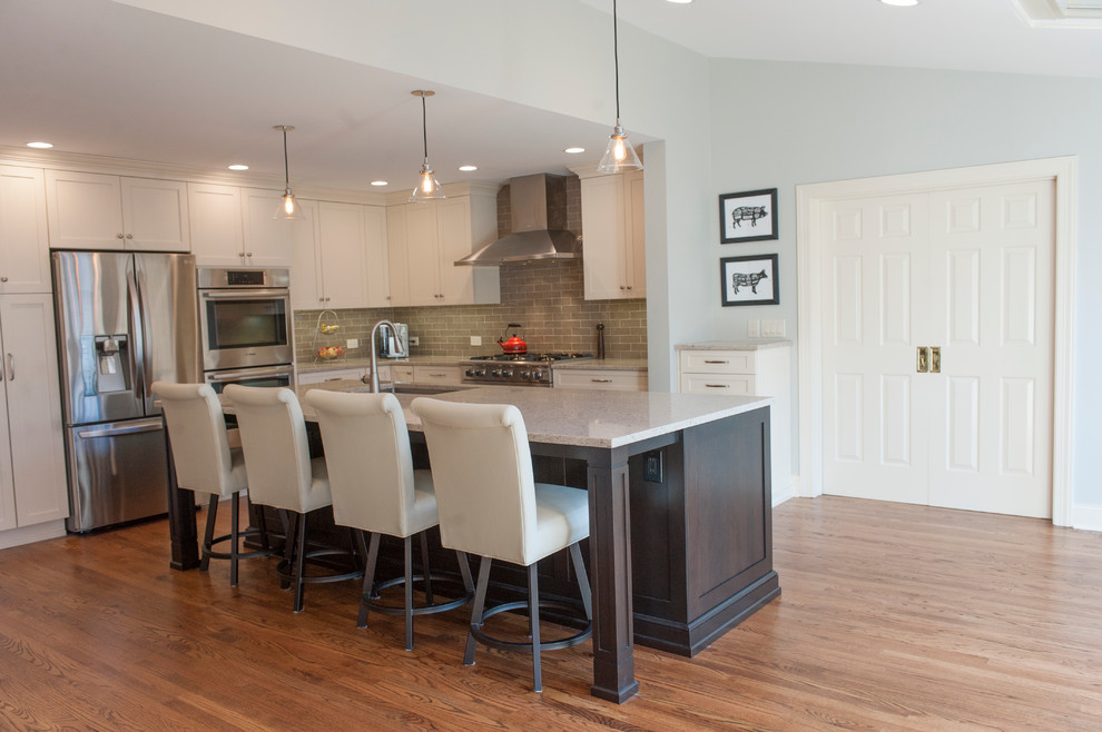 Hands Free Kitchen Faucet Kitchen Transitional with Brookhaven Wood Mode Cabinetry Cambria