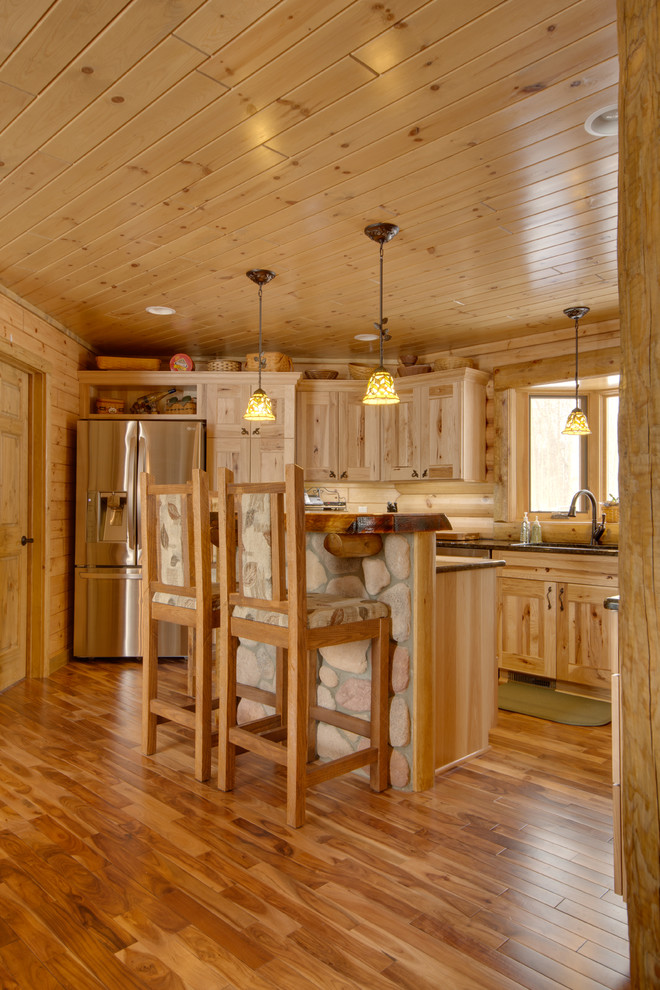 Hickory Kitchen Cabinets Kitchen Rustic with Cedar Granite Green Granite