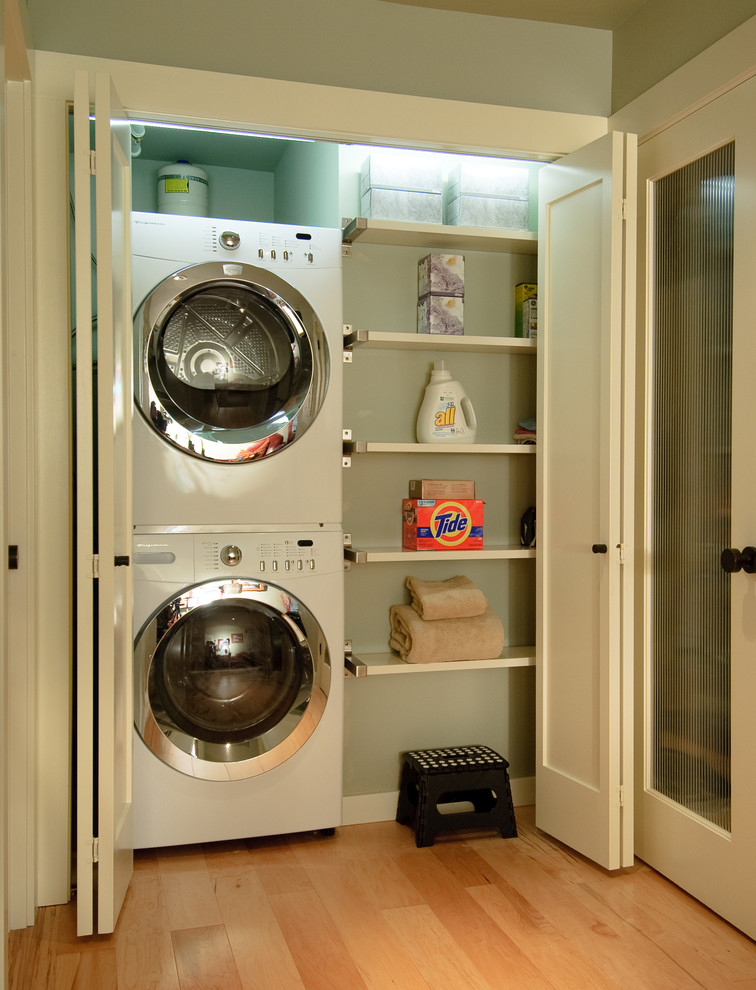 Hulu Kitchen Nightmares Laundry Room Contemporary with Clean Front Loading Washer And