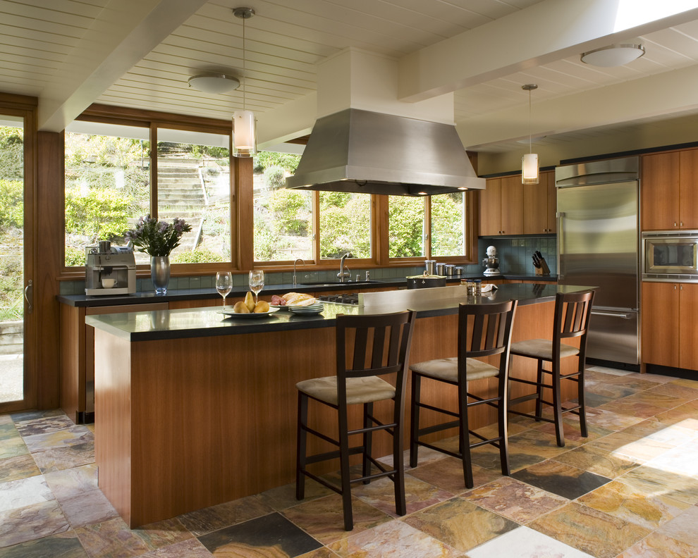 Kitchen Aid Artisan Mixer Kitchen Contemporary with Aqua Tile Backsplash Bar