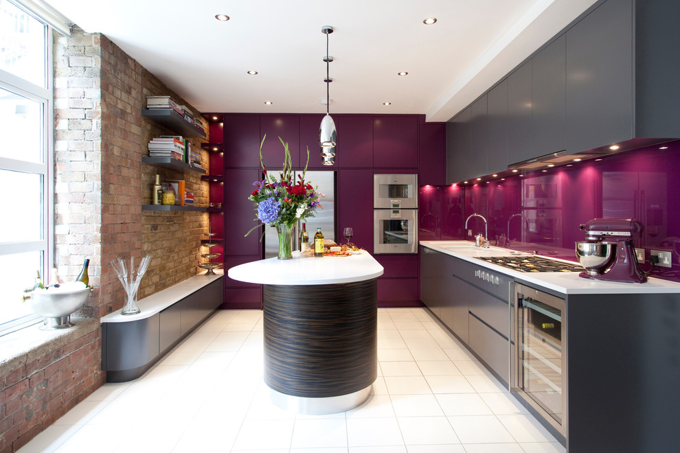Kitchen Aid Artisan Mixer Kitchen Contemporary with Exposed Brick Island Unit