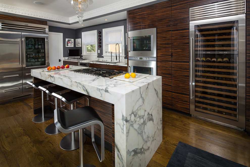 Kitchen Appliance Package Deals Kitchen Contemporary with Art Walls Barstools Calacatta