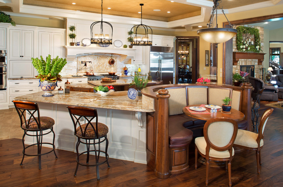 Kitchen Booth Seating Kitchen Traditional with Bar Stool Beige Cabinets