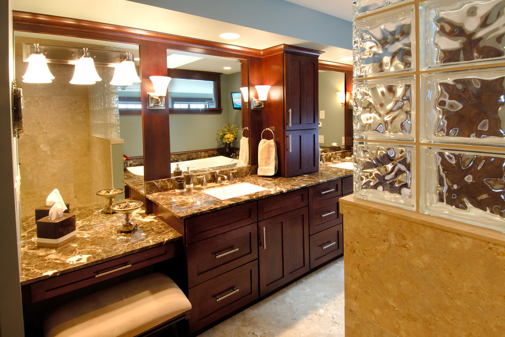 Kitchen Cabinet Kings Bathroom Traditional with Double Sinks Makeup Area