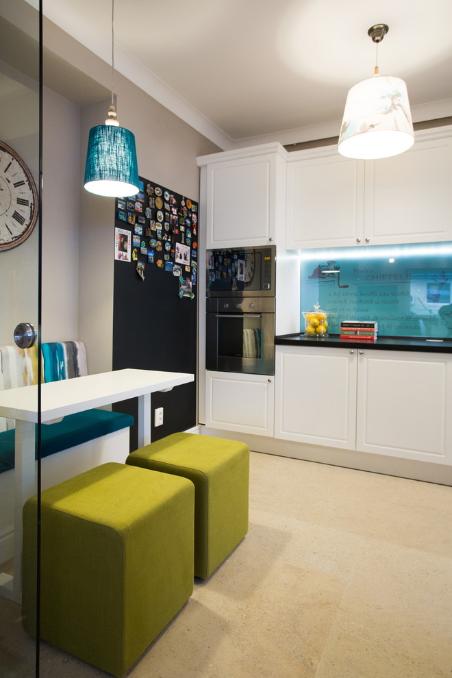 Kitchen Dinette Sets Kitchen Contemporary with Beige Tile Floor Blue