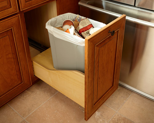 Kitchen Garbage Cans Kitchen Traditional with All Wood Trash Can