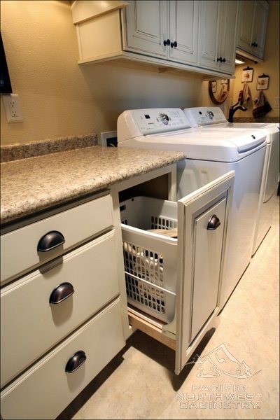 Kitchen Garbage Cans Laundry Room Traditional with Cream Creme Custom Dark