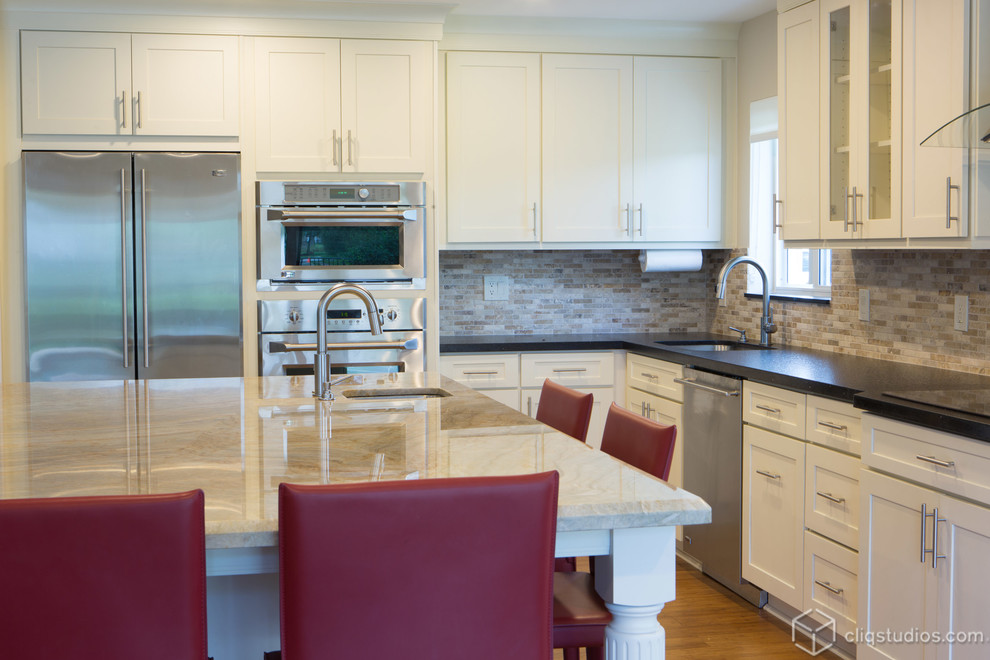 Kitchen Makeover Contest Kitchen Contemporary with Cream Cabinetry Cream Cabinets1
