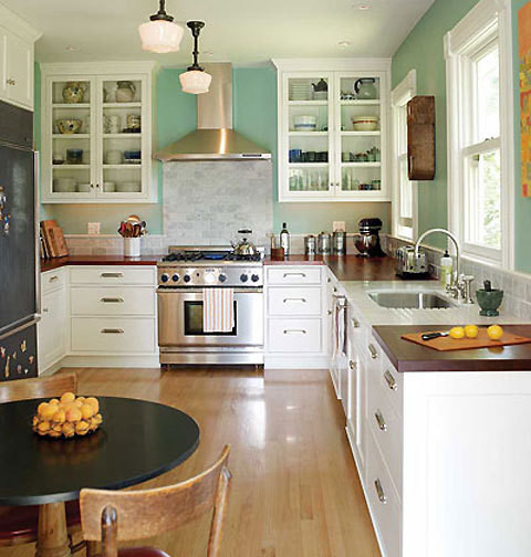 Kitchen Sink with Drainboard Spaces with Cottage Painted Sage Green