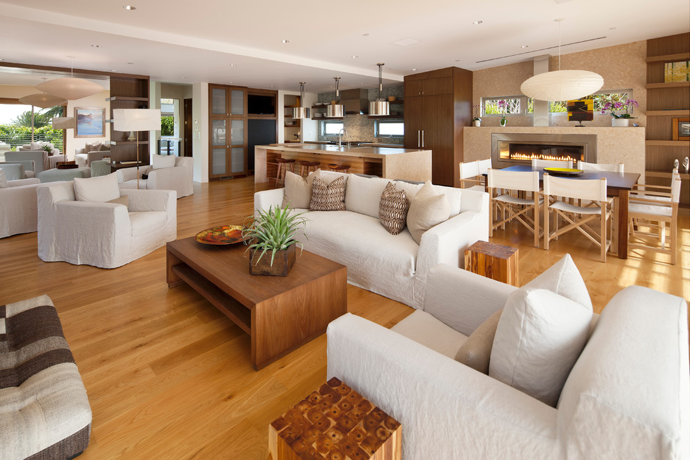 Kitchen Stewardship Family Room Contemporary with Asian Beach Beach House