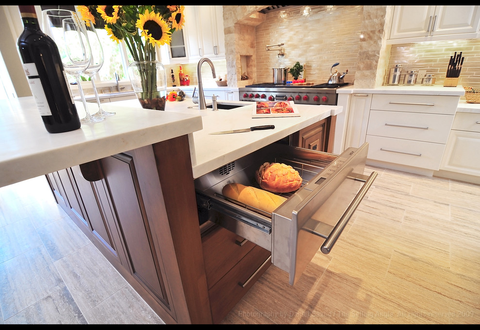 Kitchen Stewardship Kitchen Contemporary with Crema Delacota Marble Honed