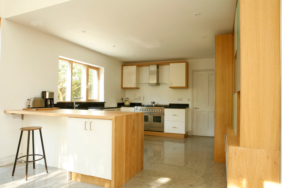 Kitchen Vent Hoods Kitchen Modern with Concrete Floor Contemporary Counter