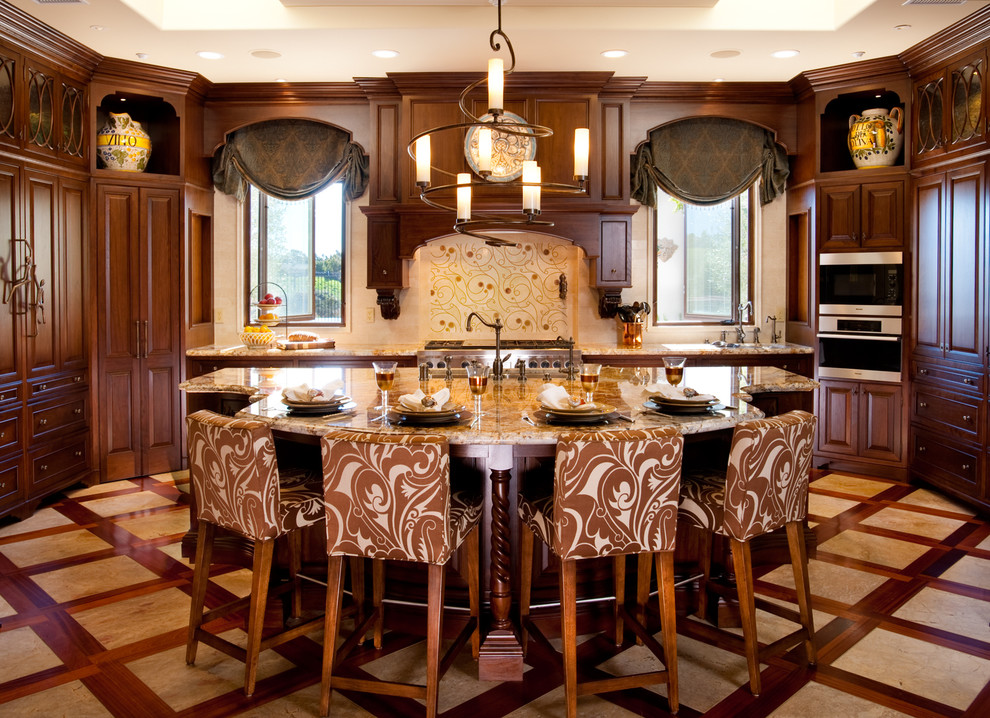Kitchen Vent Hoods Kitchen Traditional with Artistic Tile Baking Zone
