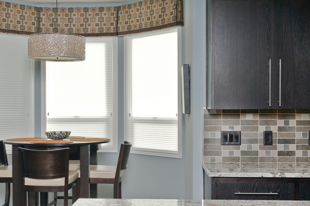 kitchen window valances Kitchen Contemporary with bay window blue and