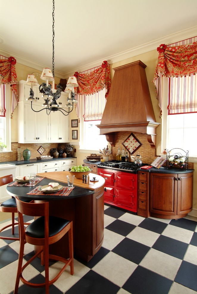 Kitchen Window Valances Kitchen Traditional with Black and White Ceramic