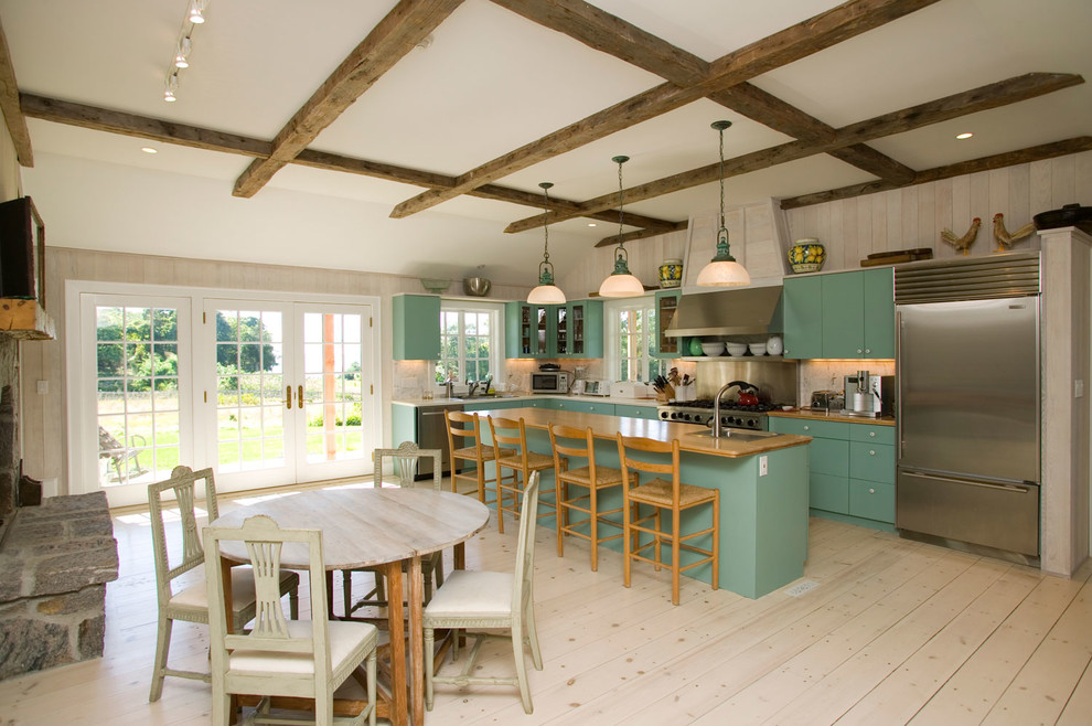 Kitchens of Distinction Kitchen Farmhouse with Dining Chairs French Doors