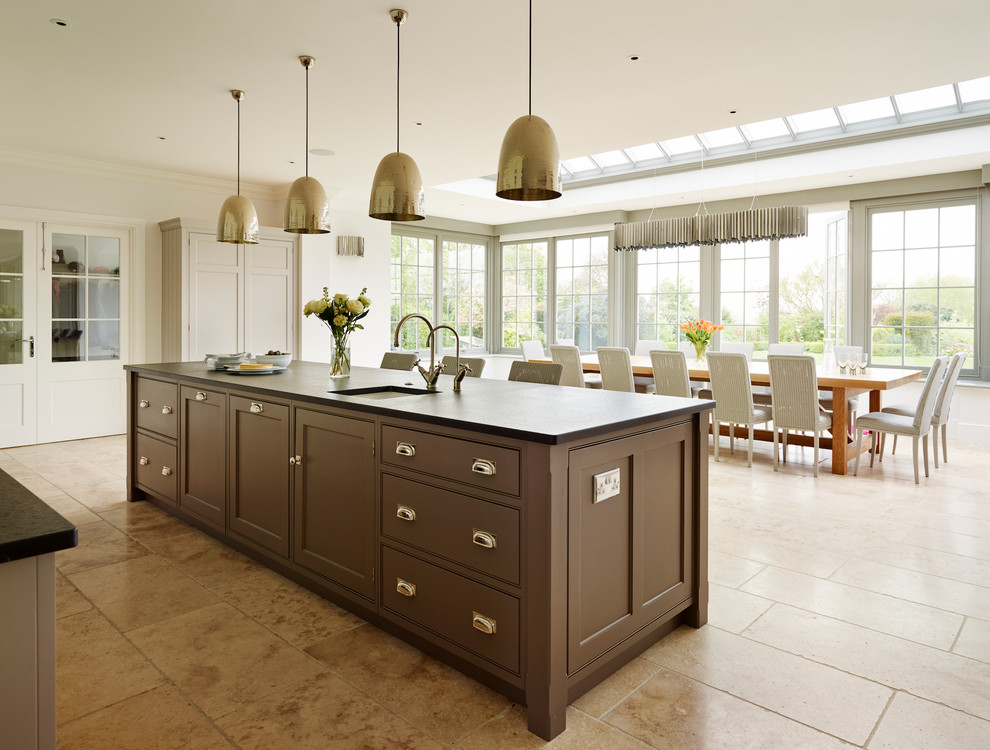 Kitchens of Distinction Kitchen with Chrome Pendants Classic Contemporary