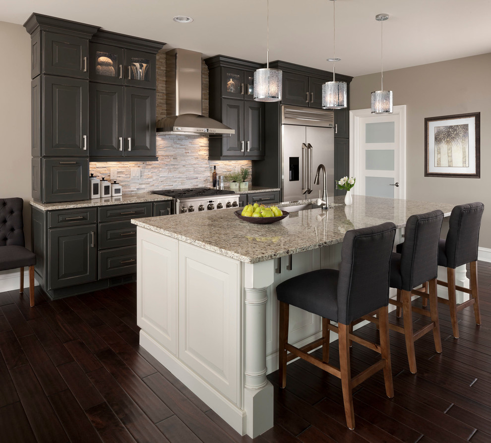 Ksi Kitchen and Bath Kitchen Transitional with Dark Wood Floors Glass