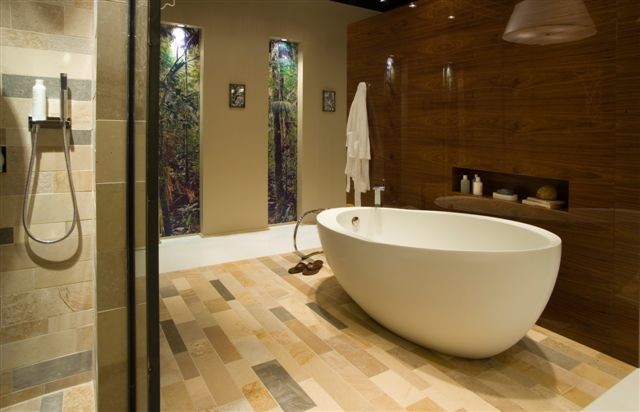 Little Thai Kitchen Greenwich Bathroom Contemporary with Artisan Tile Artistic Tile