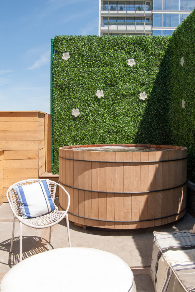 Little Thai Kitchen Nyc Deck Contemporary with Hot Tub Plant Wall