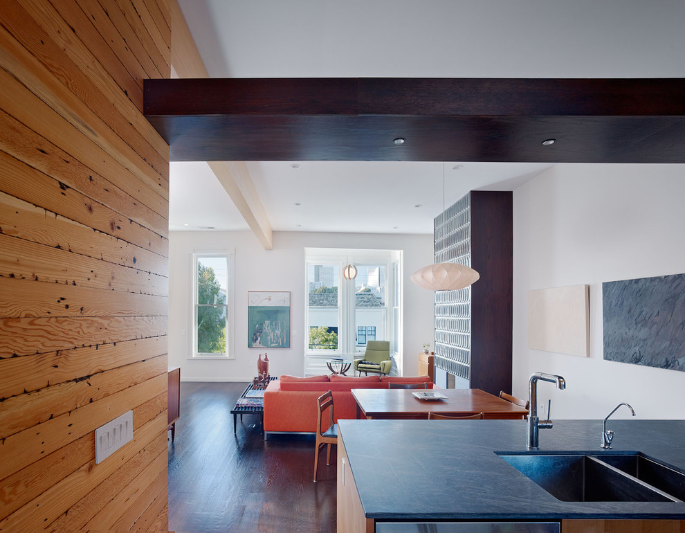 Low Water Pressure in Kitchen Sink Living Room Contemporary with Dark Wood Floors Double Bowl
