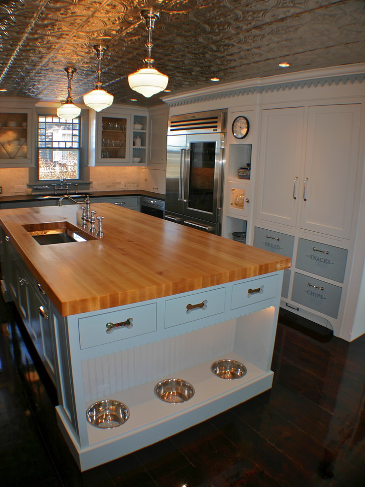 Lucky Kitchen Ann Arbor Kitchen Traditional with Butcherblock Clock Colorful Dog